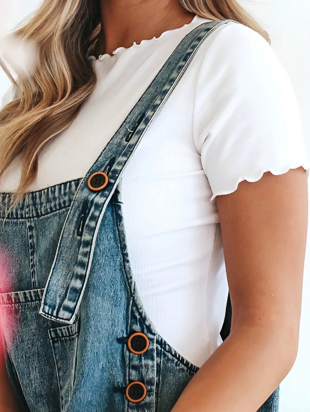 Light Blue Distressed Denim Women’s Overalls. Size Medium - Picture 5 of 13